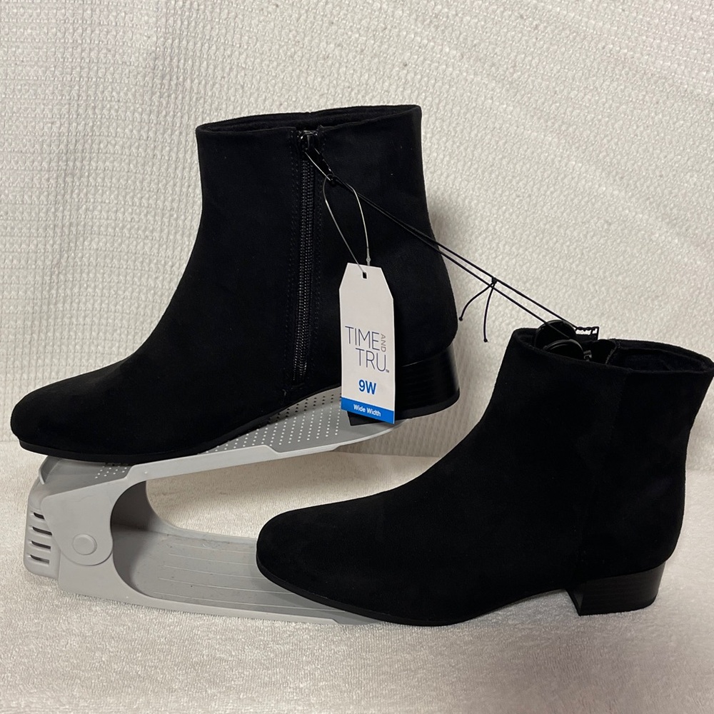 Time and Tru Black Suede Ankle Boots